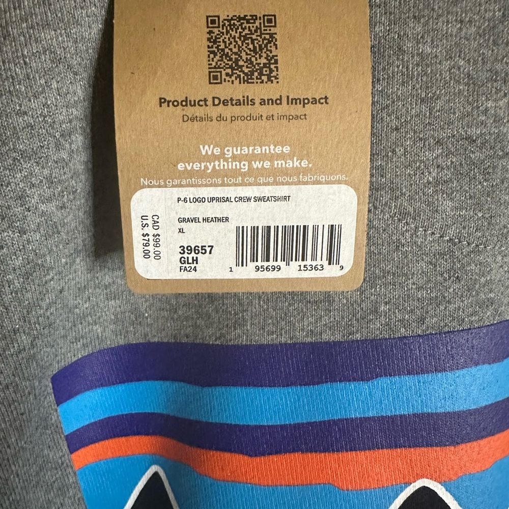Patagonia Gray Logo Sweatshirt Crew Neck XL - Picture 5 of 6